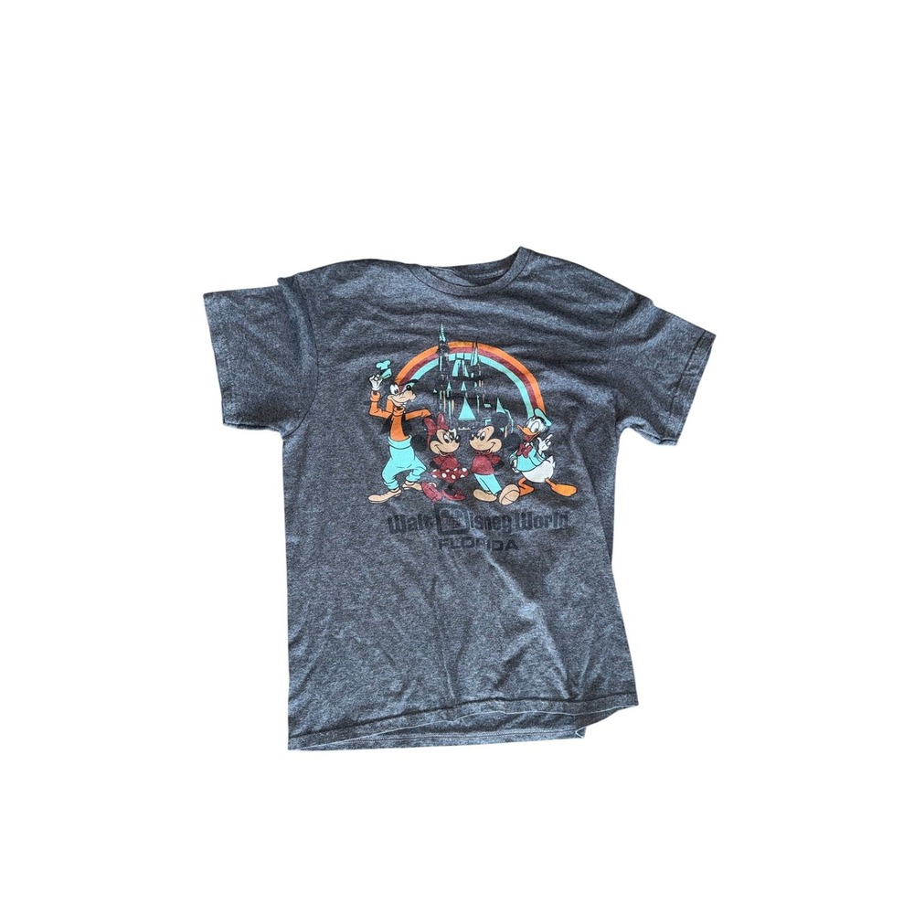 Disney Walt Disney World Florida Graphic Tee Retro Rainbow Grey Cotton Blend M